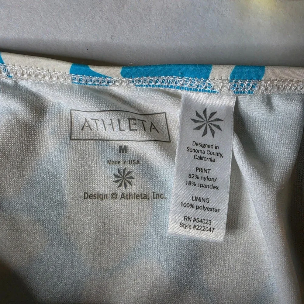 Athleta Bikini Set Medium Blue Floral Tropical Hibiscus Y2K Coastal Swim Suit - Picture 5 of 7